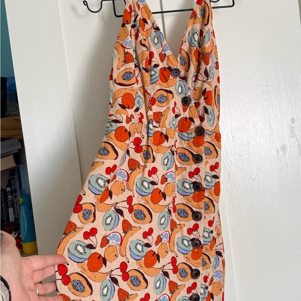 UO fruity print v-neck halter dress